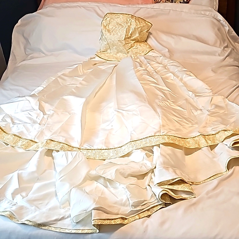 Vintage Gold and Ivory Custom Wedding Dress